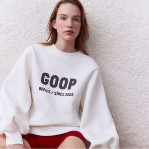 GOOP Cream Graphic Crewneck Sweatshirt “Depuis / Since 2008” - Size L (NWT)